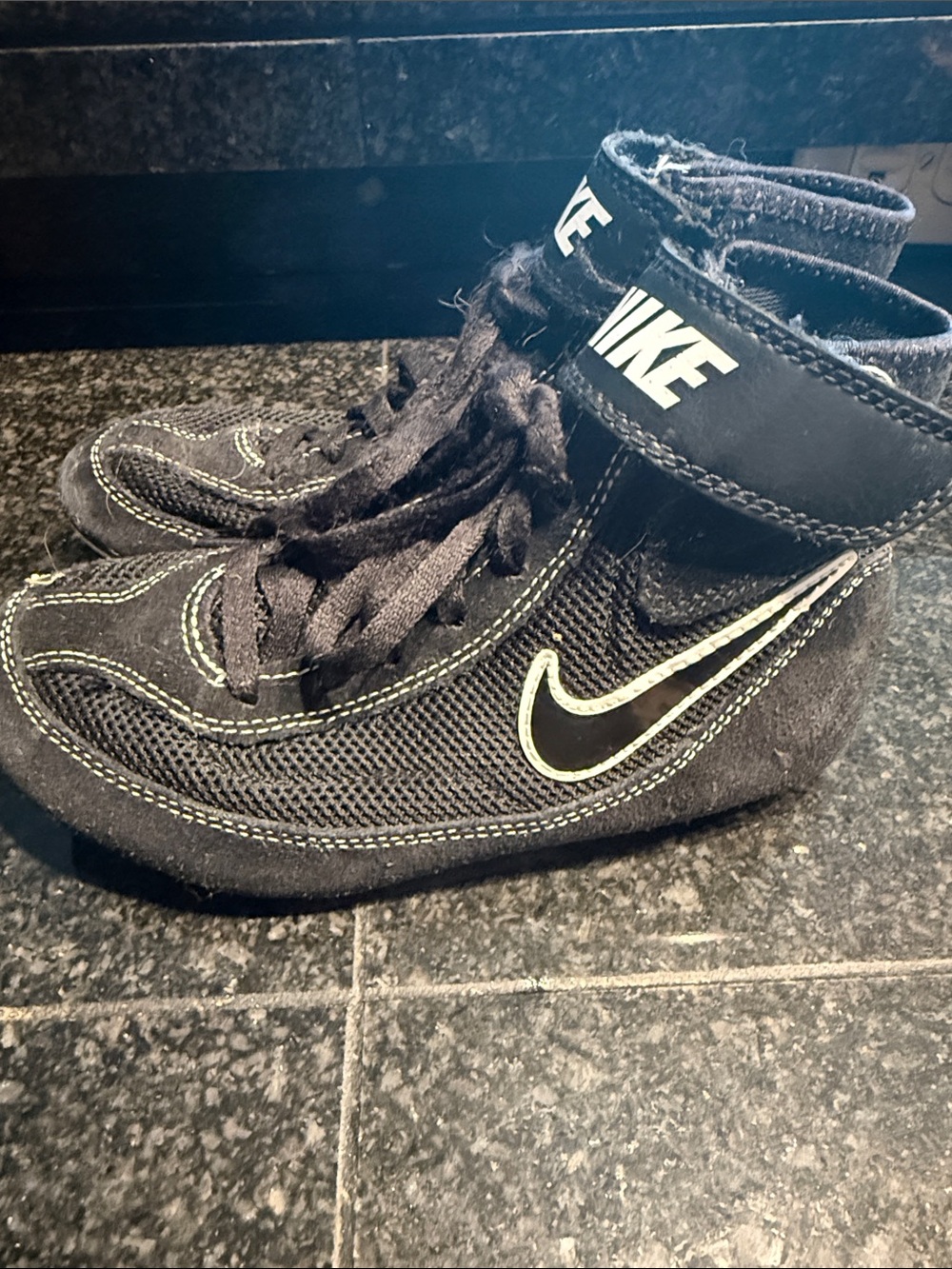 Nike Kids Black High-Top Wrestling Shoes